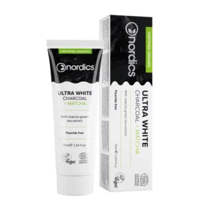 Pasta de dinti pentru albire cu carbune activ si matcha ecologica 75ml Nordics