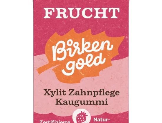 Guma de mestecat naturala cu fructe, 28g, Birkengold