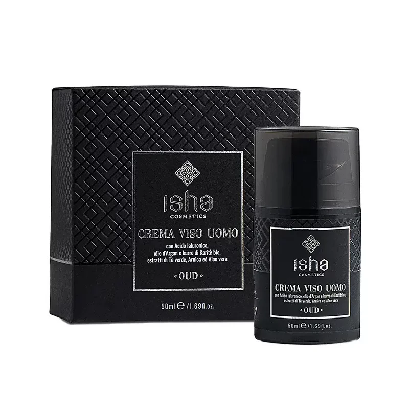 Crema de fata pentru barbati, cu acid hialuronic si ulei de argan, 50ml, Isha