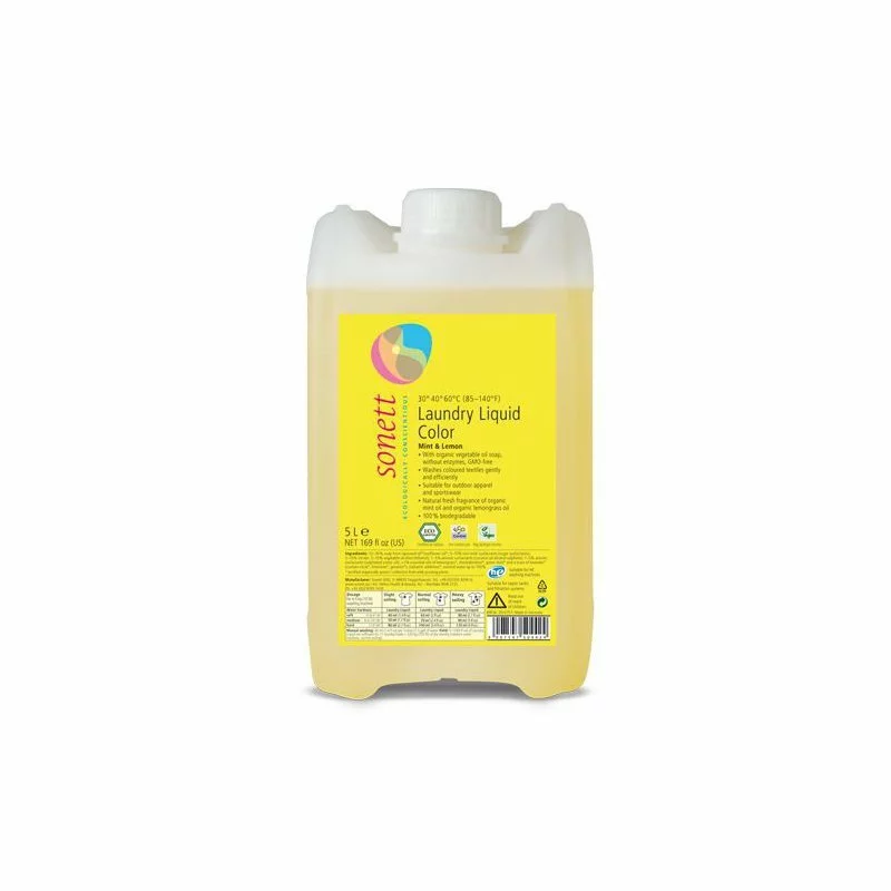 Detergent lichid pentru rufe colorate cu menta si lamaie, ecologic, 5L, Sonett
