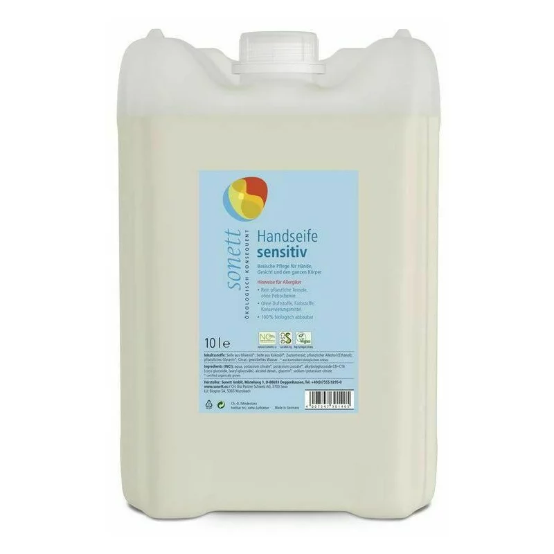 Sapun lichid - gel de dus ecologic SENSITIVE 10 L, Sonett