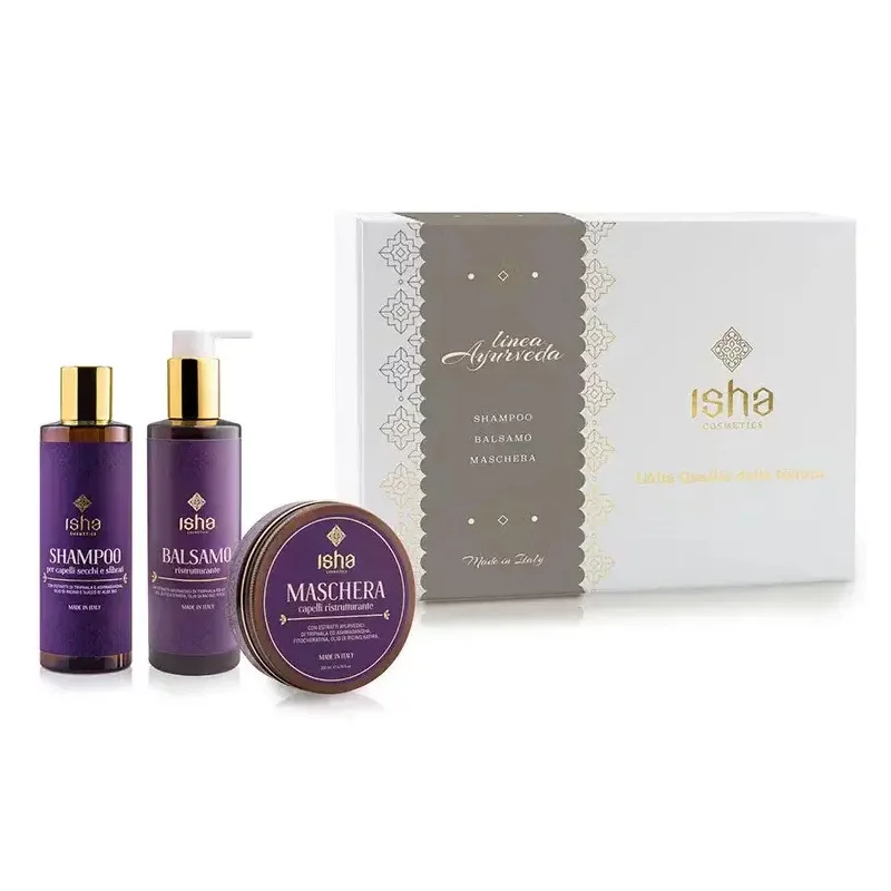 Set cadou ritual ayurvedic pentru par -sampon, balsam, masca- Isha