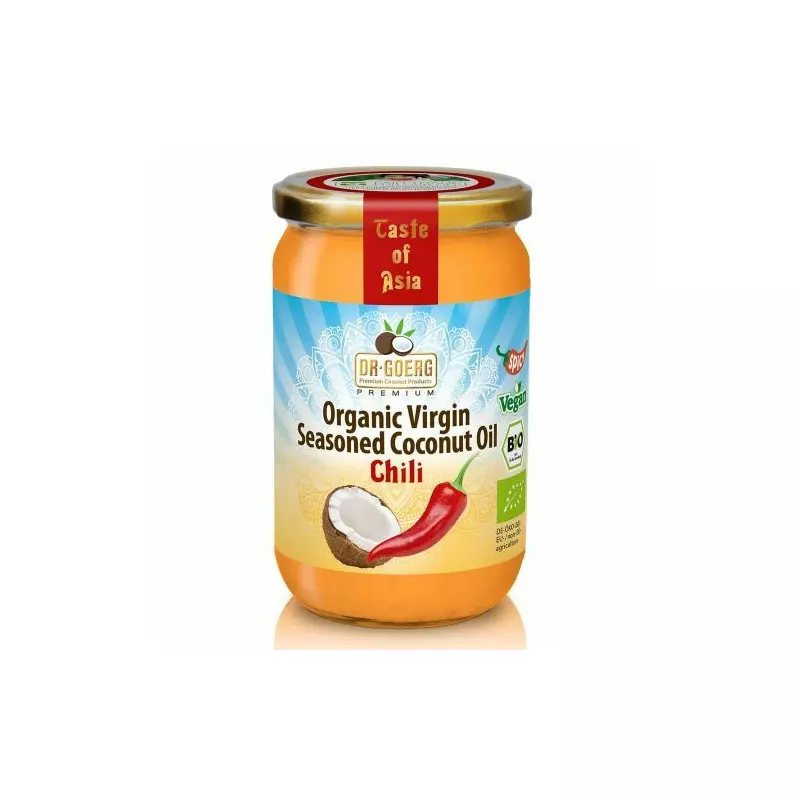 Ulei de cocos condimentat cu chilli bio, 190ml Dr. Goerg
