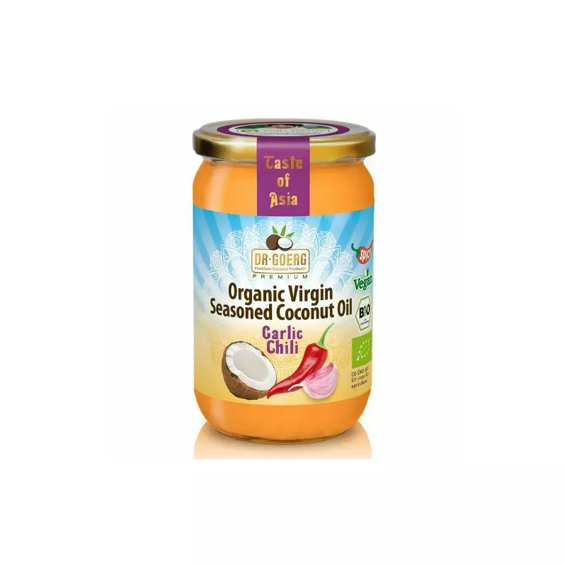 Ulei de cocos condimentat cu usturoi si chilli bio, 190ml Dr. Goerg